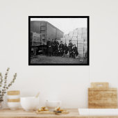 Verantwoordelijk personeel van een spoorwagen 1863 poster (Keuken)