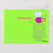 Verantwoordelijke creditcard voor bijen briefkaart (Achterkant)