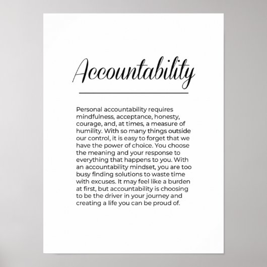 VERANTWOORDING Inspirerende Motivatie muurkunst Poster (Voorkant)