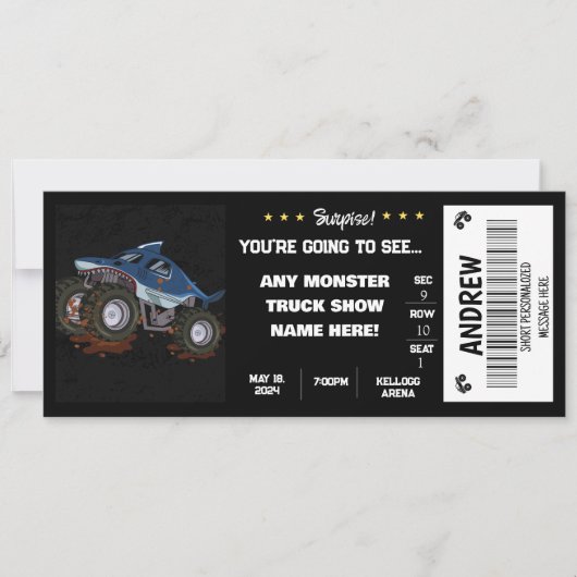 VERASSENDE MONSTER TRUCKS Cadeaubon Kaart (Voorkant)