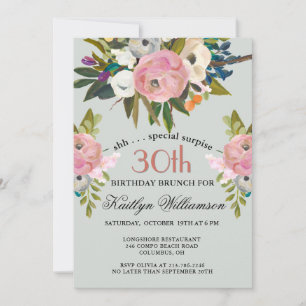 VERASSING Brunch Elegante Bloemen 30e Verjaardag Kaart
