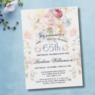 VERASSING Elegant Geschilderde Bloemen 65e Verjaar Kaart