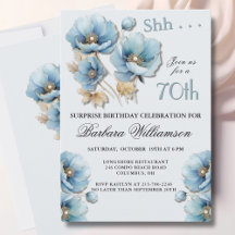VERASSING Elegante Blauwe Bloemen 70e Verjaardag