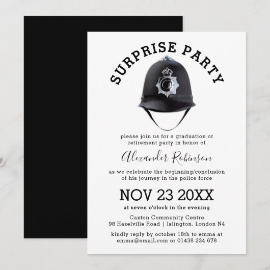 Verassingsfeestje voor afstuderen/pensionering van kaart (Voorkant / Achterkant)