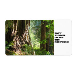 Verbaas je niet, ga de Redwoods zien! labelsticker Etiket