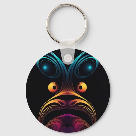 Verbaasd Abstract vogelkippengezicht Sleutelhanger (Achterkant)