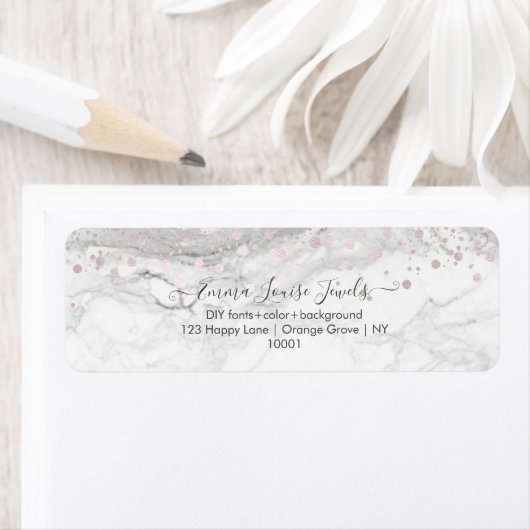 Verbaasd Bluxh Roze Confetti Marmer PixDezines Etiket (Insitu)