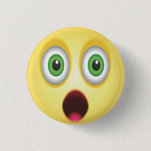 Verbaasd Emoji Gezicht Ronde Button 3,2 Cm