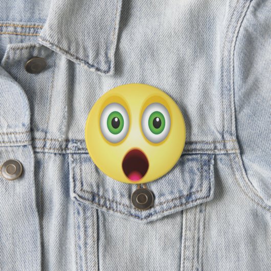 Verbaasd Emoji Gezicht Ronde Button 7,6 Cm (In situ)