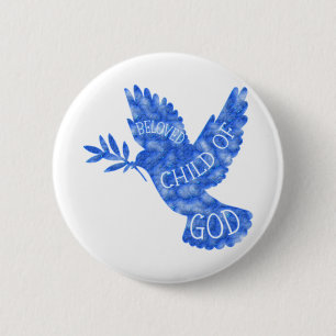 Verbaasd kind van God Dove. Geweldige Baptisme Gif Ronde Button 5,7 Cm