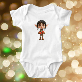 Verbaasd Meisje Kerst Elf Baby Body Pakje Romper