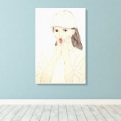 Verbaasd Meisje Minimalistische Lijnkunst Canvaspr Canvas Afdruk (Insitu (Houten vloer))