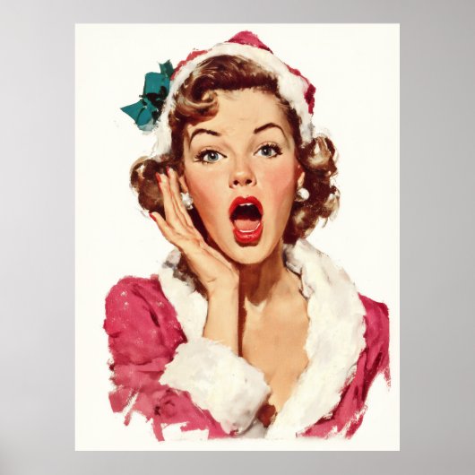 Verbaasd Retro Kerst Pin-Up Poster (Voorkant)
