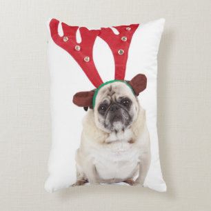 Verbaasd uitziende steker met Reindester Antlers Accent Kussen
