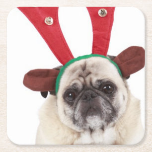 Verbaasd uitziende steker met Reindester Antlers Kartonnen Onderzetters