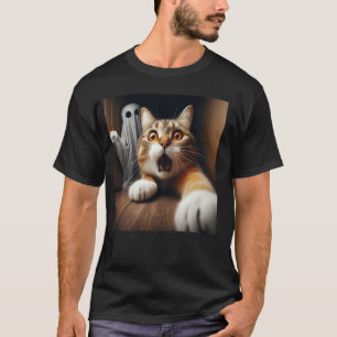 Verbaasde Bange Kat Selfie Grappige Kat Selfie Ban T-shirt
