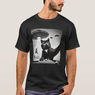 Verbaasde Bange Kat Selfie Ufo Grappige Kat Selfie T-shirt