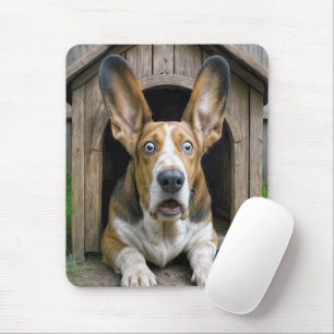 Verbaasde Basset Hound in een Hondenhok Muismat