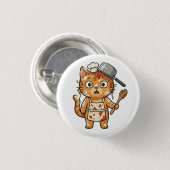 Verbaasde Chef Kat Kook Knop Ronde Button 3,2 Cm (Voorkant /achterkant)