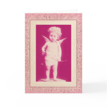Verbaasde Cherub Pink Vintage Valentijnsdag Kaart