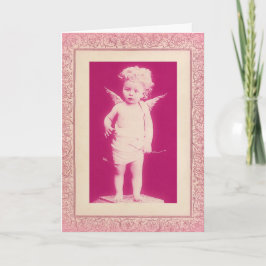 Verbaasde Cherub Roze Vintage Valentijn Dag Kaart