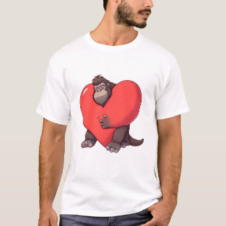 Verbaasde Gorilla met Reusachtig Hart T-shirt
