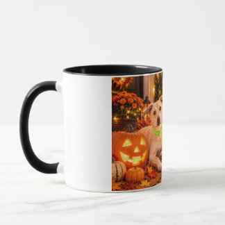 Verbaasde Hond Gelukkig Halloween Zwarte Combo Mok