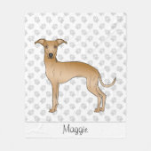 Verbaasde Italiaanse Greyhound Cartoon Dog met naa Fleece Deken (Voorkant)