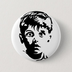 Verbaasde Jongen Grafische Kunst Sjabloon Knop Bad Ronde Button 5,7 Cm
