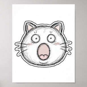 Verbaasde Kat Met Open Mond Poster
