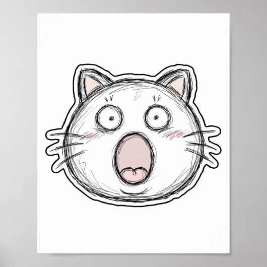 Verbaasde Kat Met Open Mond Poster (Voorkant)