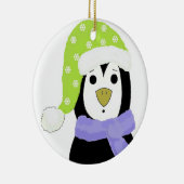 Verbaasde Pinguïn Keramisch Ornament (Rechts)