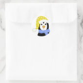 Verbaasde Pinguïn Ronde Sticker (Tas)