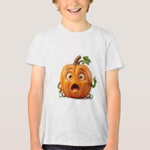Verbaasde Pompoen Waterverf Halloween Kunst Tri-Blend Shirt
