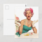Verbaasde Retro Glamour Dame Briefkaart (Voorkant / Achterkant)