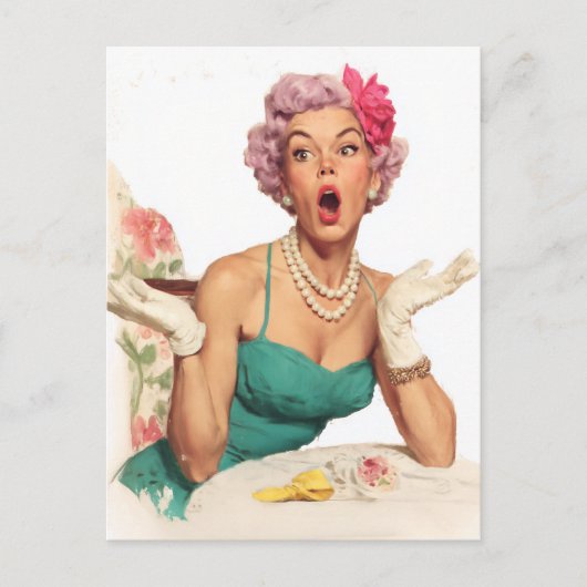 Verbaasde Retro Glamour Dame Briefkaart (Voorkant)