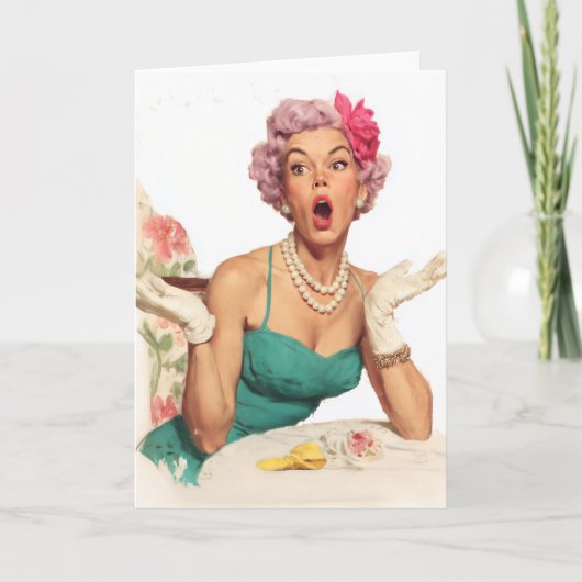 Verbaasde Retro Glamour Dame Kaart (Voorkant)