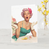 Verbaasde Retro Glamour Dame Kaart (Gele Bloem)
