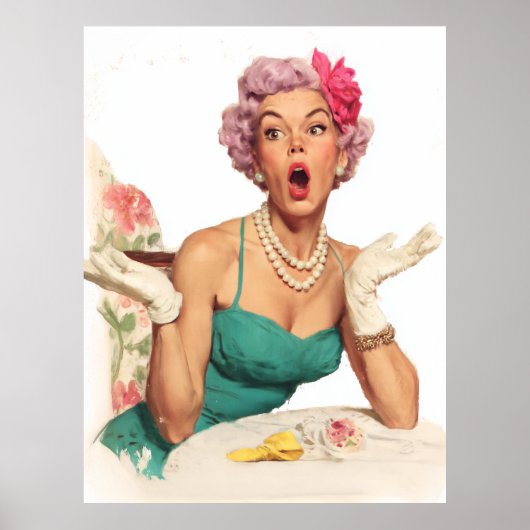 Verbaasde Retro Glamour Dame Poster (Voorkant)