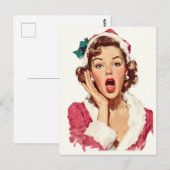 Verbaasde Retro Kerst Pin-Up Briefkaart (Voorkant / Achterkant)