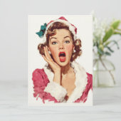 Verbaasde Retro Kerst Pin-Up Kaart (Staand voorkant)