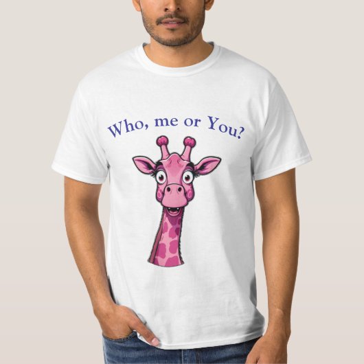 Verbaasde Roze Giraf T-shirt (Voorkant)