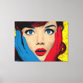 Verbaasde vrouw in popart canvas afdruk (Voorkant)