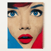 Verbaasde vrouw in popart planner (Achterkant)