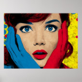 Verbaasde vrouw in popart poster (Voorkant)