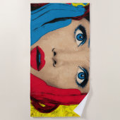 Verbaasde vrouw in popart strandlaken (Voorkant)