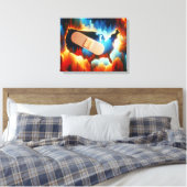Verband op een Neon USA kaart Canvas Afdruk (Insitu (Slaapkamer))