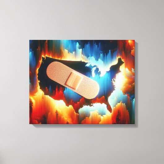 Verband op een Neon USA kaart Canvas Afdruk (Voorkant)