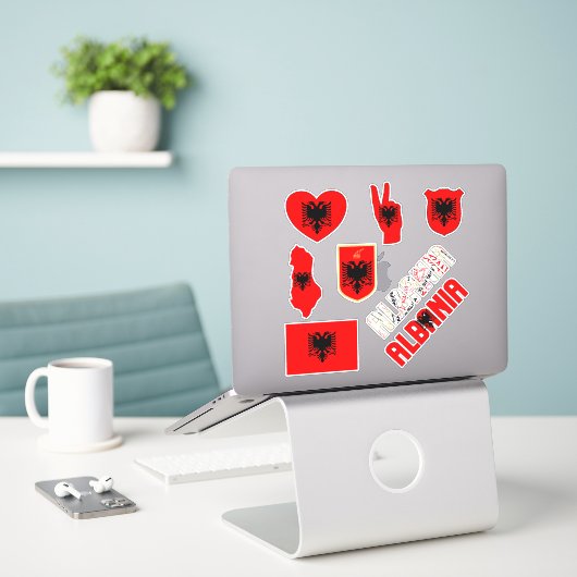 Verbazingwekkend Albanese nationale symbolen Sticker (Laptop op bureau)