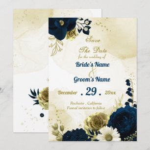 Verbazingwekkend blauw ivoren goud save the date